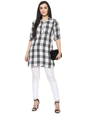 roll up sleeved checkered tunic - 15996499 - Standard Image - 5