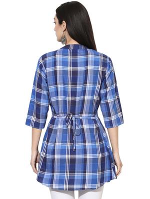 tie back checkered shirt tunic - 15996501 - Standard Image - 3