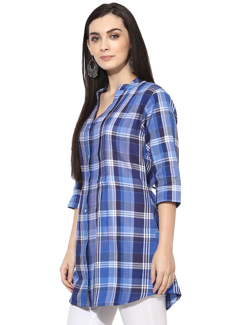 tie back checkered shirt tunic - 15996501 - Zoom Image - 2