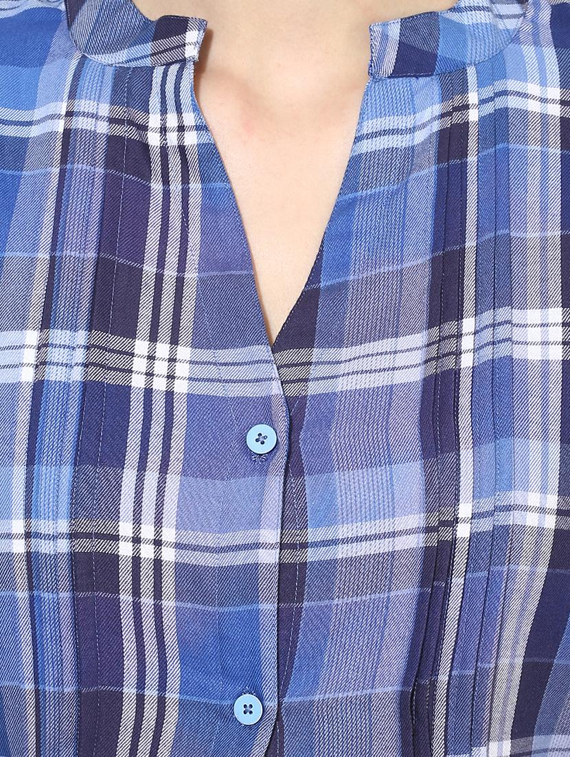 tie back checkered shirt tunic - 15996501 - Zoom Image - 4