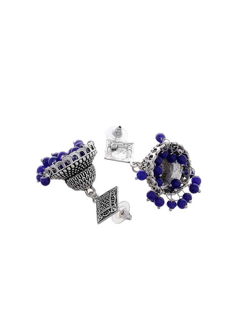 silver metal jhumka earring - 15996861 - Zoom Image - 2
