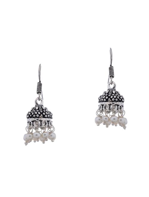 silver metal jhumka earring - 15996862 - Standard Image - 1