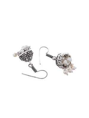 silver metal jhumka earring - 15996862 - Standard Image - 2