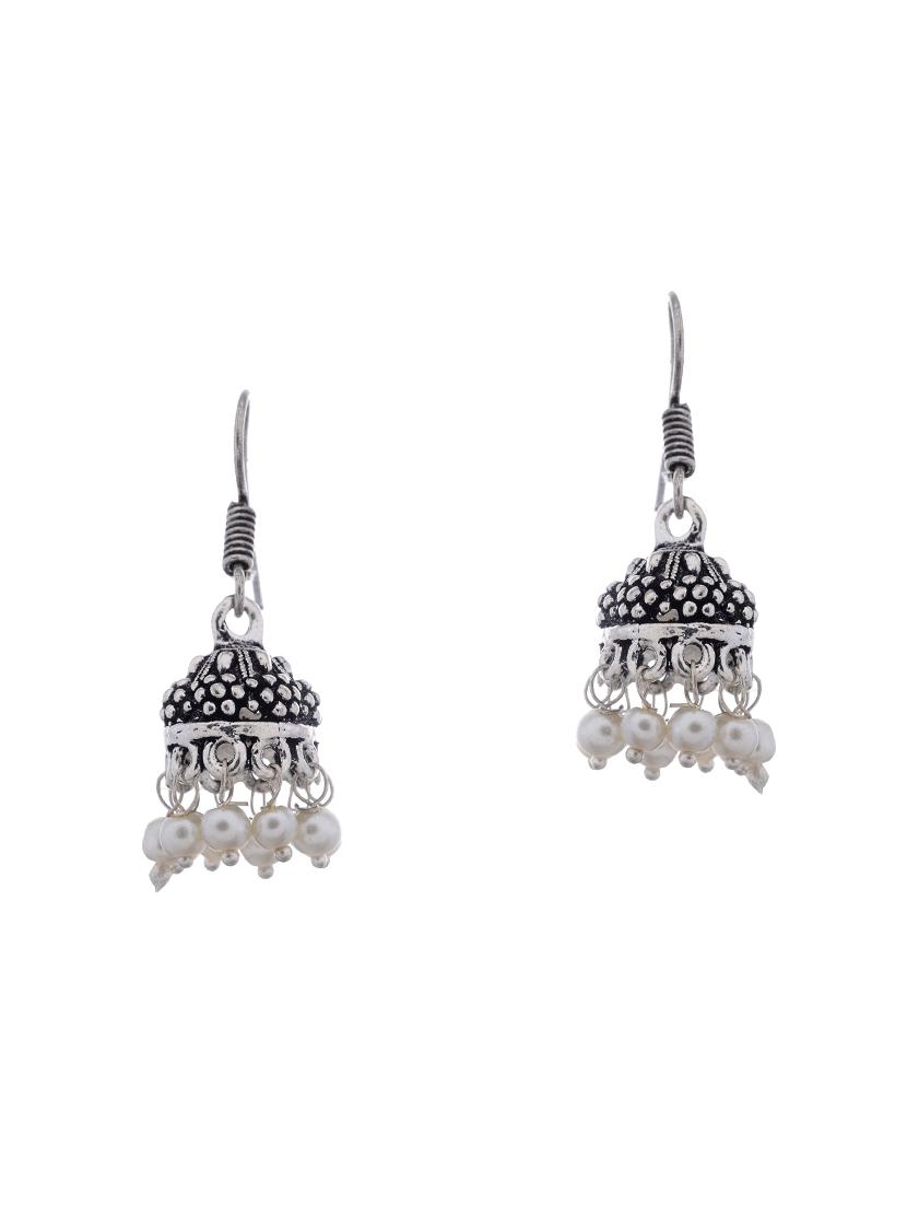 silver metal jhumka earring - 15996862 - Zoom Image - 1