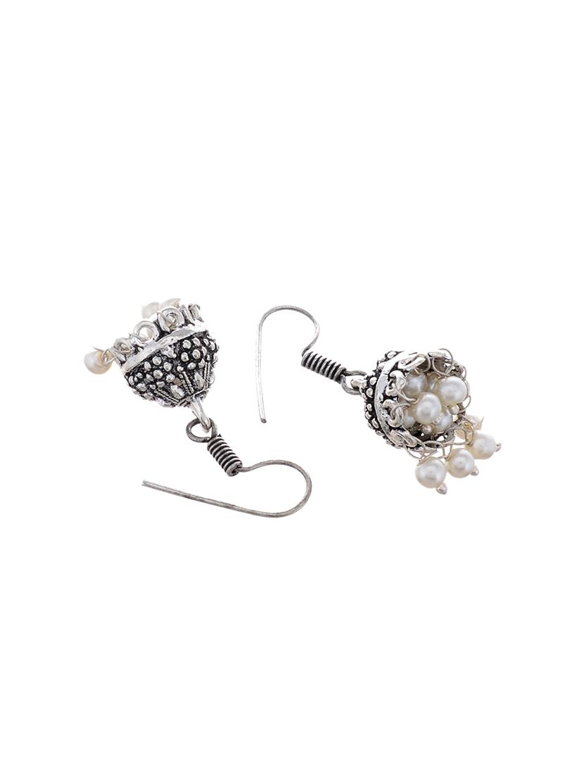 silver metal jhumka earring - 15996862 - Zoom Image - 2