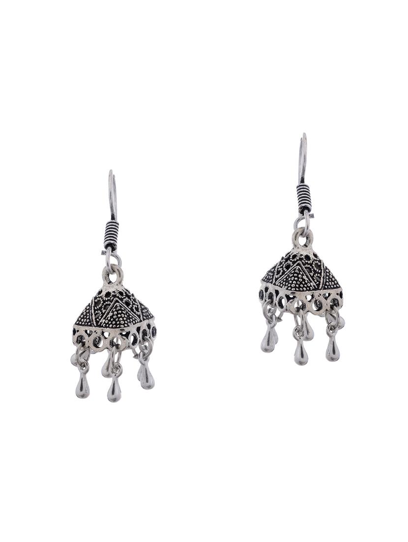 silver metal jhumka earring - 15996863 - Zoom Image - 1