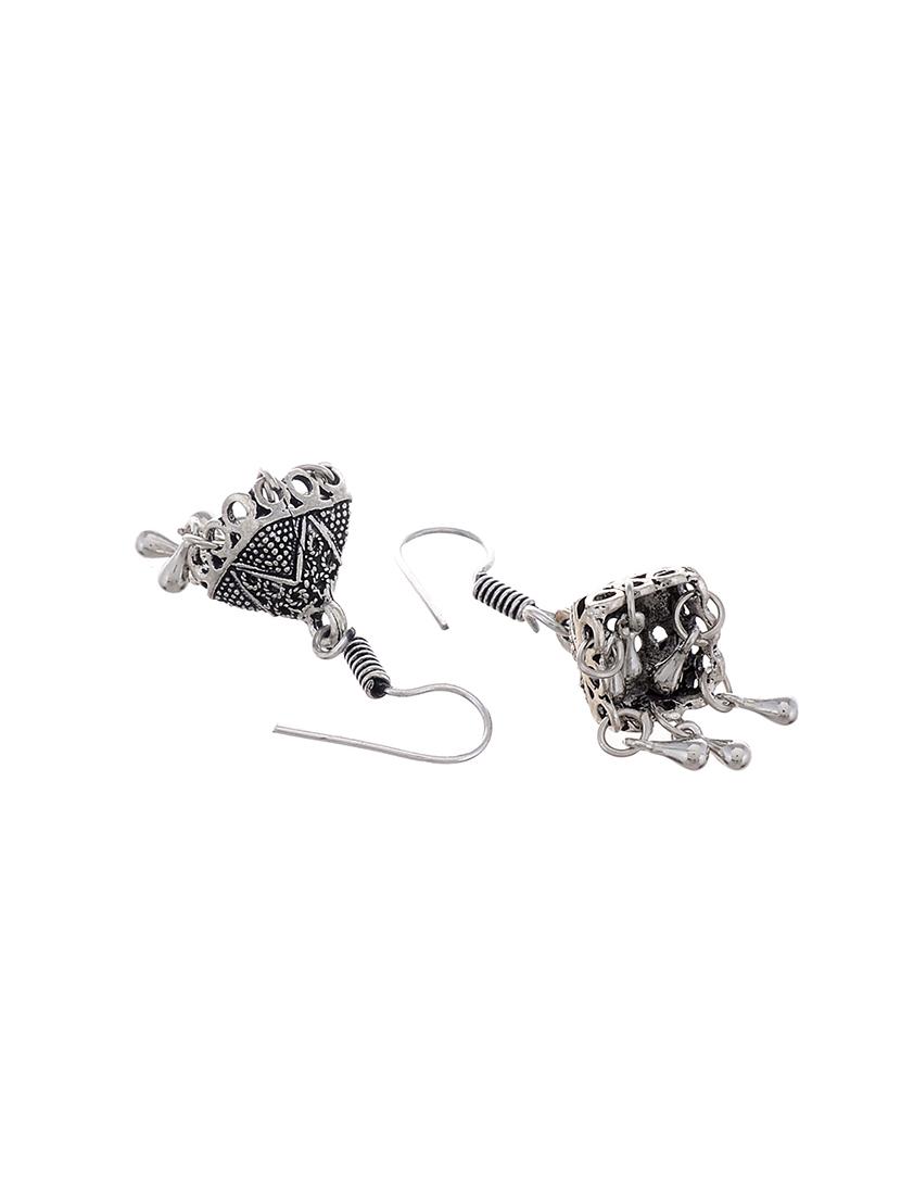 silver metal jhumka earring - 15996863 - Zoom Image - 2