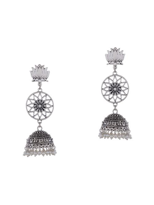 silver metal jhumka earring - 15996865 - Very Small Image - 1