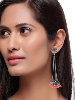 silver metal jhumka earring - 15996868 - Standard Image - 3