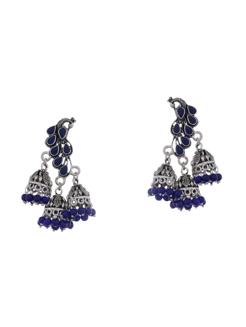 silver metal jhumka earring - 15996872 - Zoom Image - 1