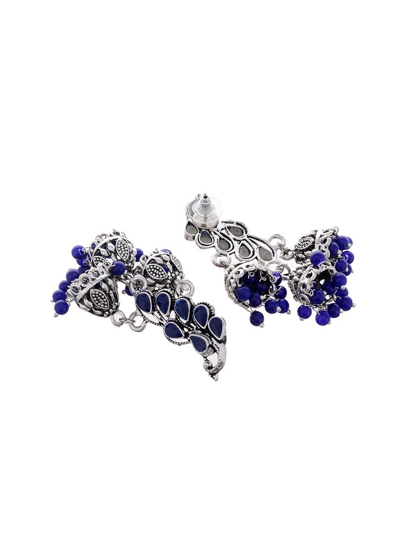 silver metal jhumka earring - 15996872 - Zoom Image - 2