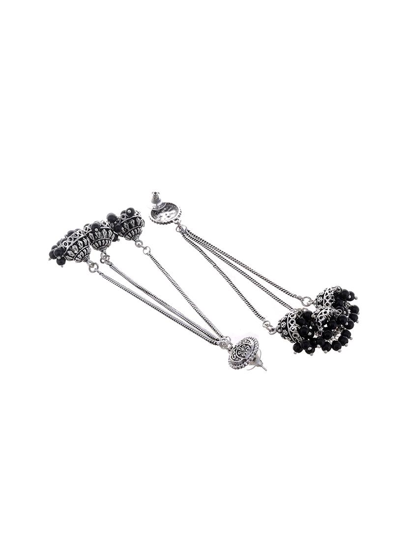 silver metal jhumka earring - 15996875 - Zoom Image - 2