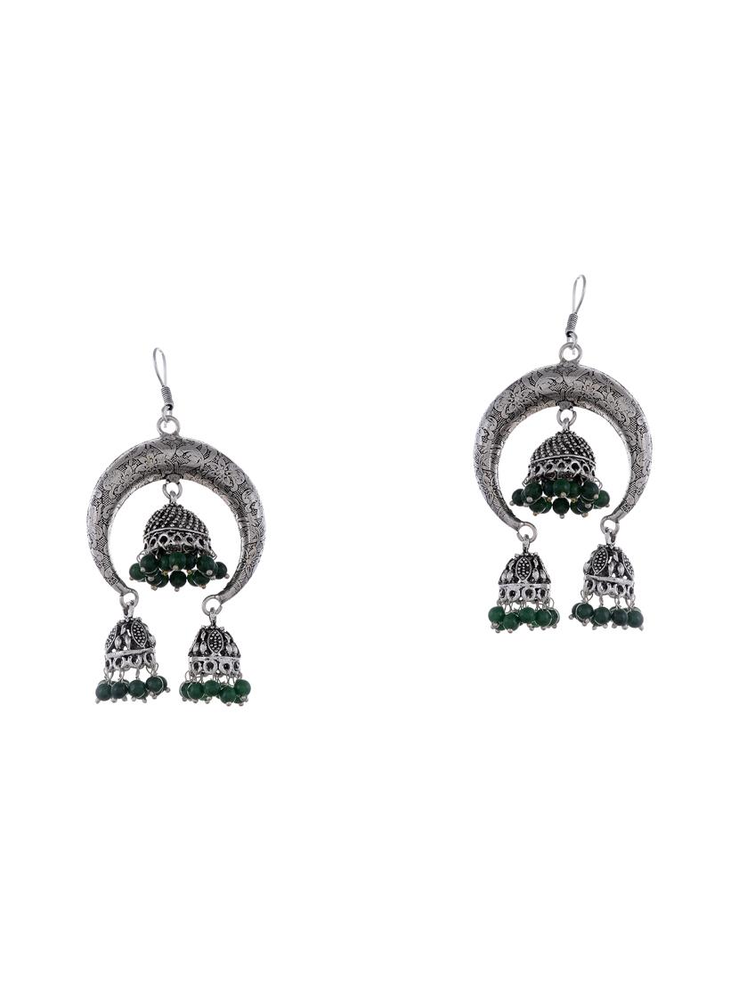 silver metal jhumka earring - 15996884 - Zoom Image - 1