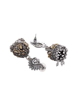 silver metal jhumka earring - 15996885 - Standard Image - 2