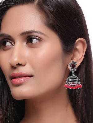 silver metal jhumka earring - 15996889 - Standard Image - 3