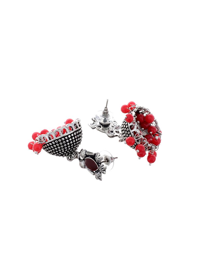 silver metal jhumka earring - 15996889 - Zoom Image - 2