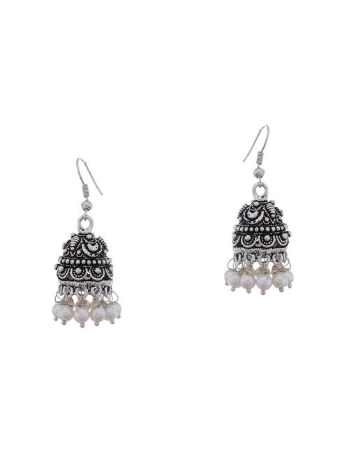 silver metal jhumka earring - 15996890 - Standard Image - 1