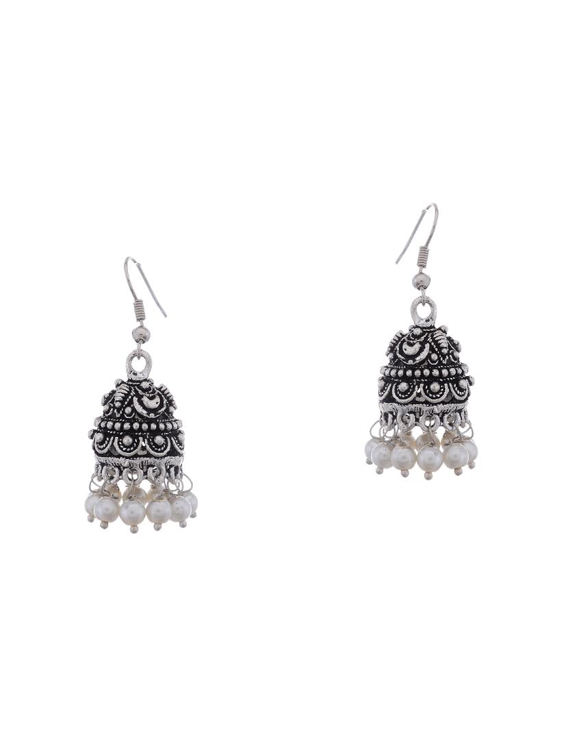 silver metal jhumka earring - 15996890 - Zoom Image - 1