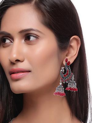 silver metal jhumka earring - 15996892 - Standard Image - 3