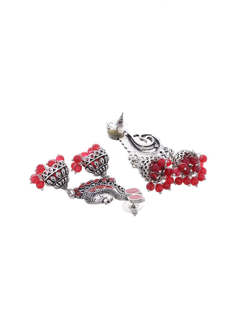 silver metal jhumka earring - 15996892 - Zoom Image - 2