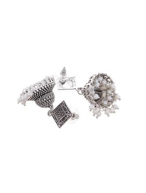 silver metal jhumka earring - 15996894 - Standard Image - 2