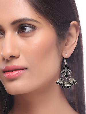 silver metal jhumka earring - 15996897 - Standard Image - 3