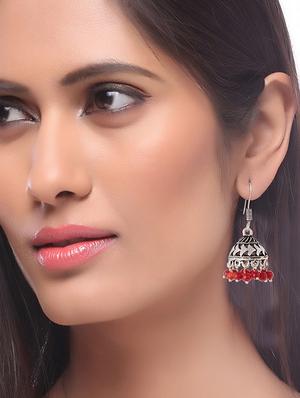 silver metal jhumka earring - 15996900 - Standard Image - 3