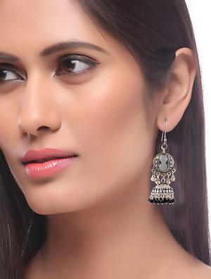 silver metal jhumka earring - 15996907 - Standard Image - 3
