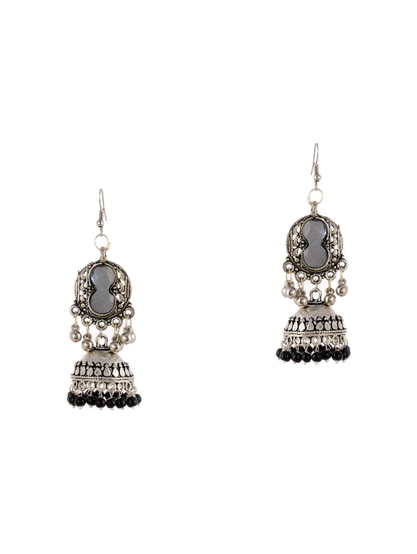 silver metal jhumka earring - 15996907 - Zoom Image - 1