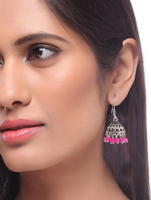 silver metal jhumka earring - 15996909 - Standard Image - 3