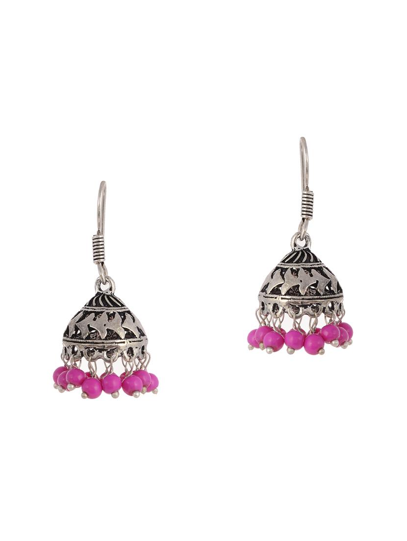 silver metal jhumka earring - 15996909 - Zoom Image - 1