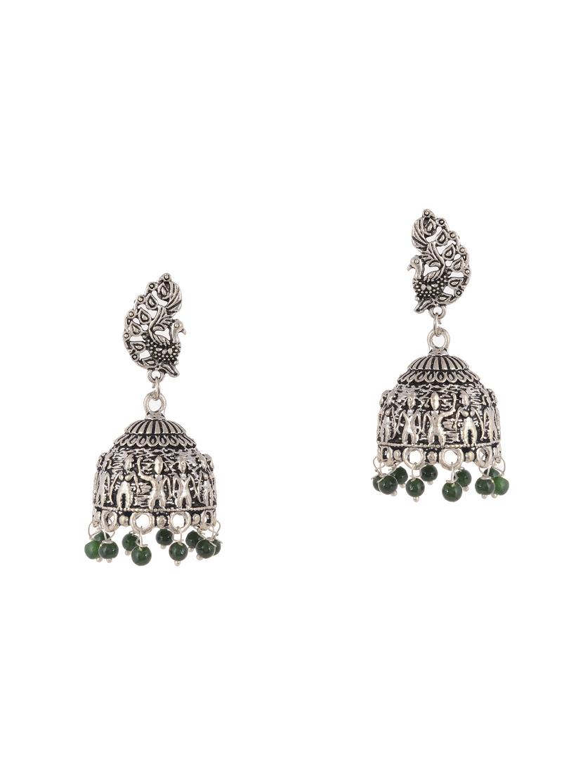 silver metal jhumka earring - 15996910 - Zoom Image - 1