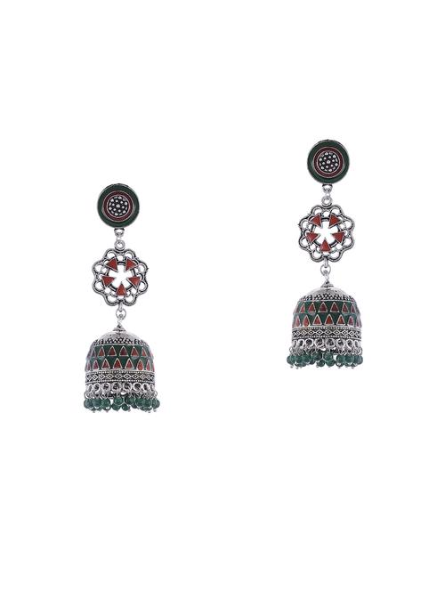 silver metal jhumka earring - 15997100 - Standard Image - 1