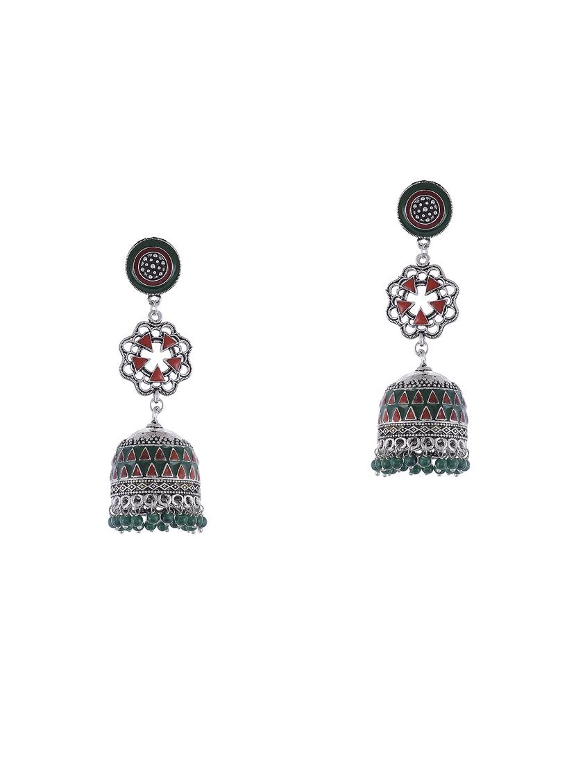 silver metal jhumka earring - 15997100 - Zoom Image - 1