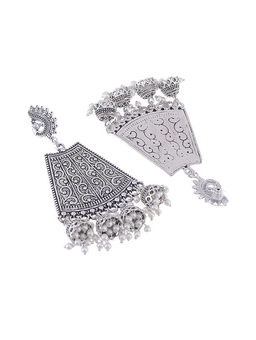 silver metal jhumka earring - 15997102 - Zoom Image - 2