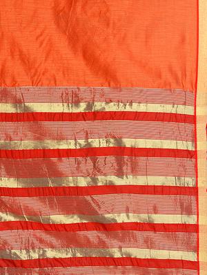 zari border orange woven saree with blouse - 15997173 - Standard Image - 4