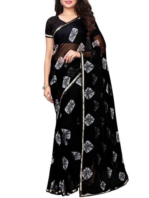lace border tie & dye saree with blouse - 15997671 - Standard Image - 1