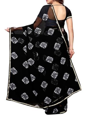 lace border tie & dye saree with blouse - 15997671 - Standard Image - 2