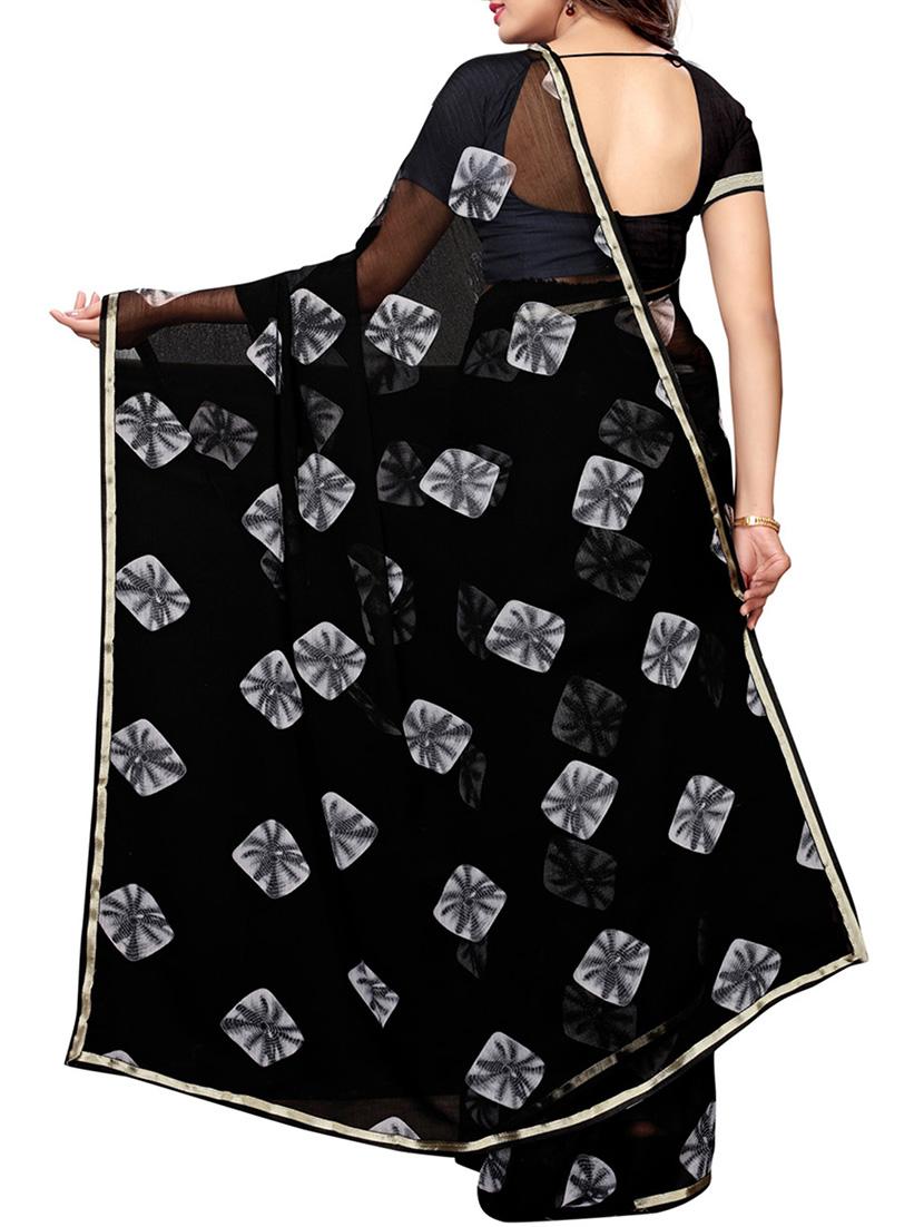 lace border tie & dye saree with blouse - 15997671 - Zoom Image - 2