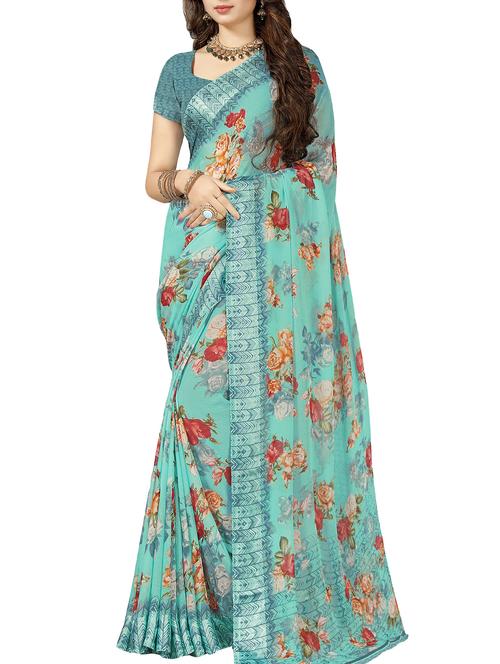 floral printed saree with blouse - 15997828 - Standard Image - 1