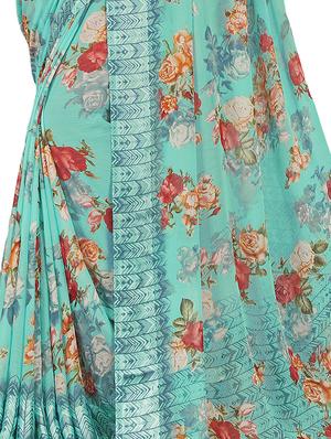 floral printed saree with blouse - 15997828 - Standard Image - 2