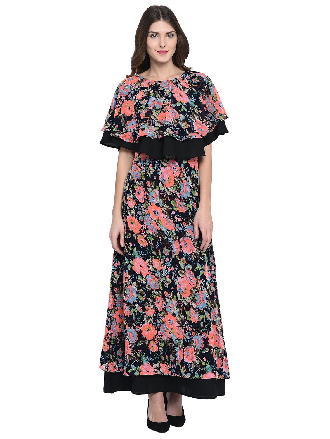 ruffled overlay floral maxi dress - 15997935 - Zoom Image - 1