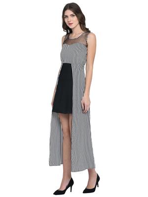 sheer paneled striped asymmetric dress - 15997945 - Standard Image - 2