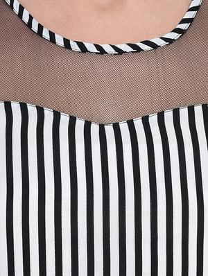 sheer paneled striped asymmetric dress - 15997945 - Standard Image - 4