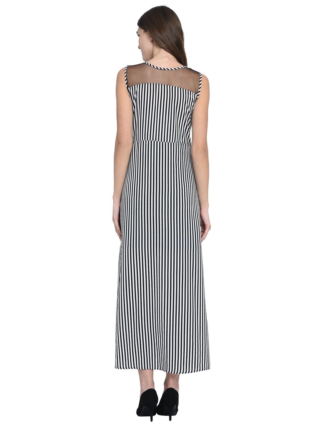 sheer paneled striped asymmetric dress - 15997945 - Zoom Image - 3