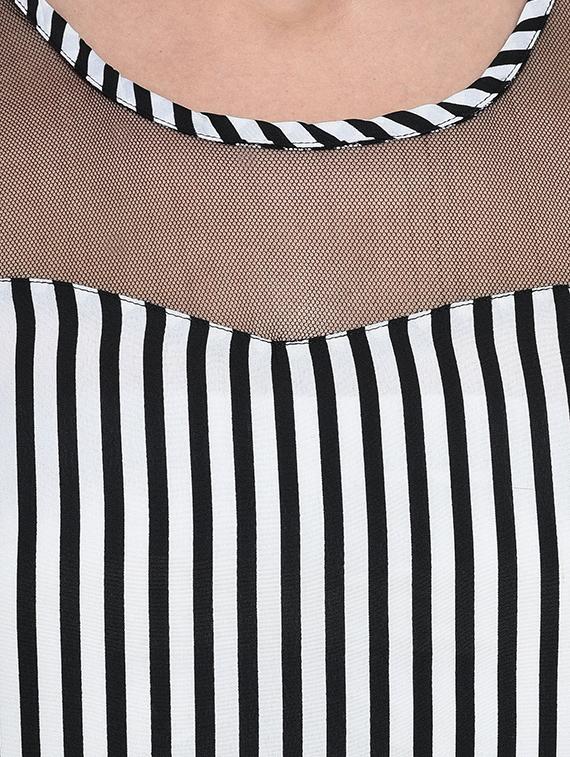 sheer paneled striped asymmetric dress - 15997945 - Zoom Image - 4