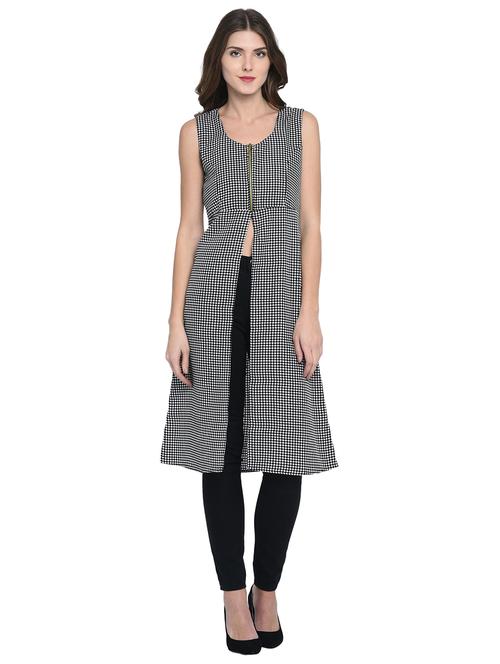 harlequin pattern front slit tunic - 15997949 - Standard Image - 1