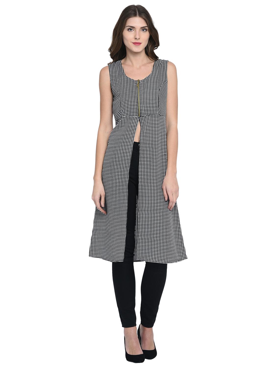 harlequin pattern front slit tunic - 15997949 - Zoom Image - 1