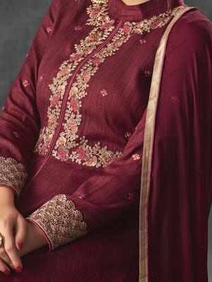 embroidered semi-stitched suit - 15998836 - Standard Image - 2