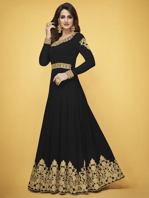 embroidered semi-stitched anarkali suit - 15998915 - Very Small Image - 1